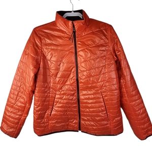 NWT Talbots Primaloft Quilted Jacket Women's M Orange with Burgundy Accents